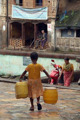 Little Girl Going to Fetch Water near Durbar Square