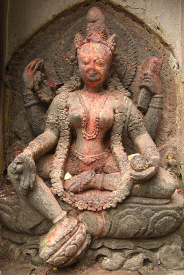 Annointed Carving of Hindu Goddess
