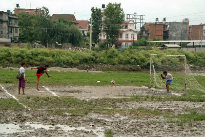 Playing Football by the Ghats