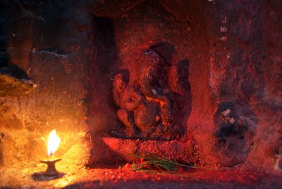 Ganesha Shrine whit Candle at Boudha Stupa