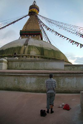 Man Praying at Boudha Stupa