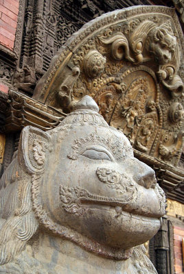 Large Stone Fu Guarding Museum Durbar Square Patan