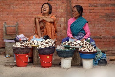 Laughing Lady Selling Candles