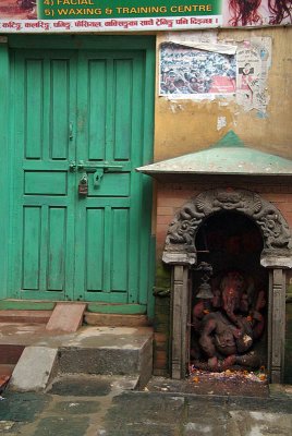Green Door and Ganesha Shrine