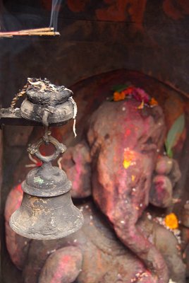 Incense and Bell on Ganesha Shrine