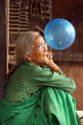 Old Lady with Balloon Durbar Square Patan