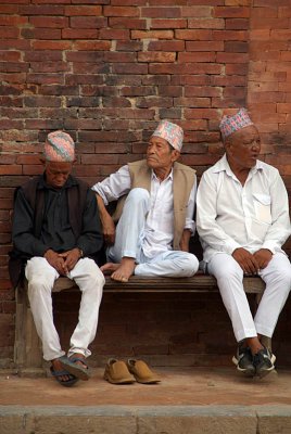 Nepali Men Sitting Durbar Square Patan