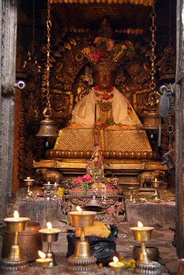 Statue and Butter Lamps Golden Temple Patan