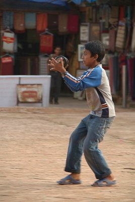 Boy Flying Kite in Durbar Square Bhaktapur 04