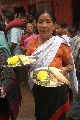 Woman with Plates of Offerings Pancha Dan