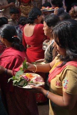 Women with Plates of Offerings Pancha Dan