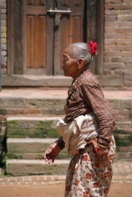 Old Lady Walking Bhaktapur