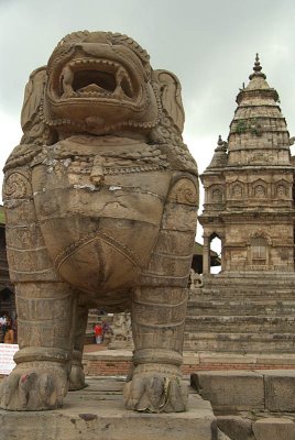 Stone Lion in Durbar Square Bhaktapur