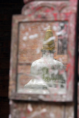 Stupa Reflected in Mirror Bhaktapur