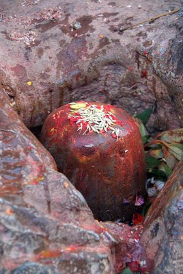 Annointed Shiva Linga at Chobar Temple