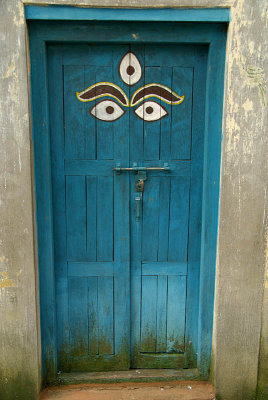 All Seeing Eyes on Blue Door Kirtipur