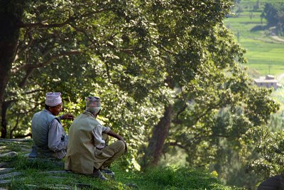 Men Resting near Changu Narayan