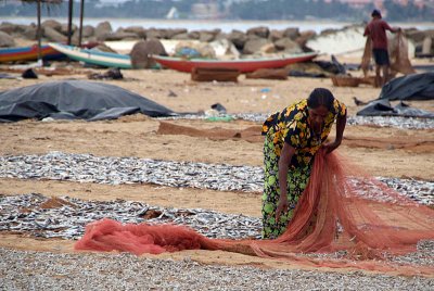 Woman with Fishing Nets in Negombo