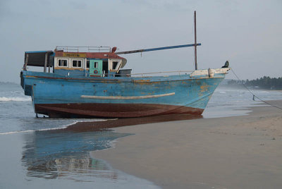 Beached Blue Boat at Upavelli