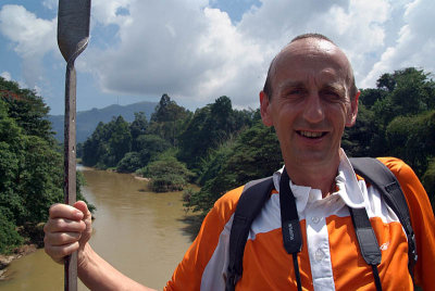 Chris on the Bridge Kandy Botanical Gardens