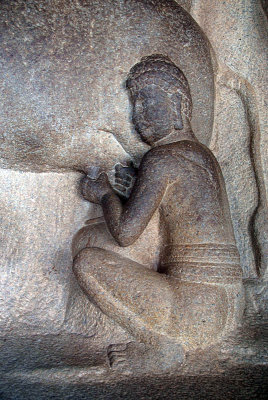 Stone Carving Milking the Cow