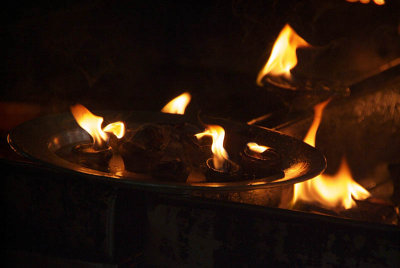 Burning Offerings at Meenakshi Temple
