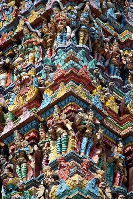 Corner of Gopuram Meenakshi Temple