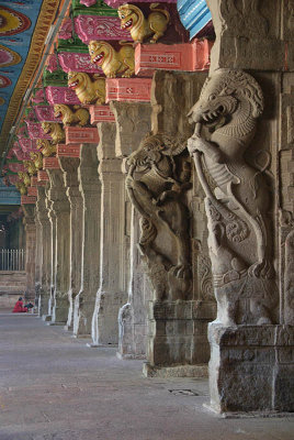 Decorated Pillars Meenakshi Temple