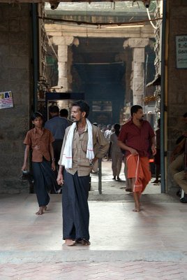 Pilgrims outside Sri Meenakshi Temple