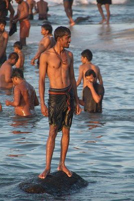 Pilgrim on the Rocks after Sunrise Kanyakumari