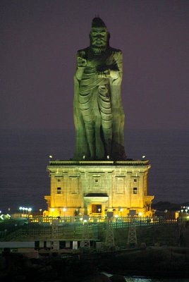 Statue of Thiruvalluvar at night Kanyakumari