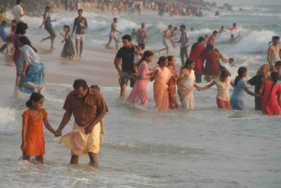 Indians Having Fun in the Sea Varkala