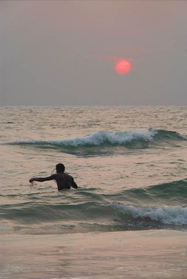 Wading Fisherman at Sunset Varkala