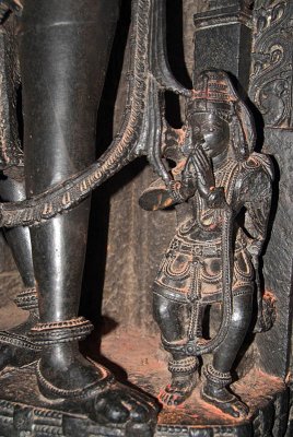 Figure at Foot of Larger Statue Chennakesava Temple Belur