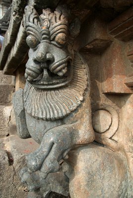 Carved Lion at Chennakesava Temple Belur