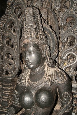 Large Breasted Carved Figure Chennakesava Temple Belur