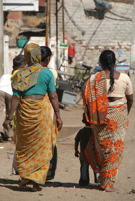 Women in Saris Walking Bijapur