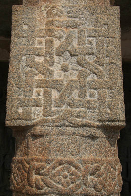 Geometric Pattern Carved on Stone Pillar