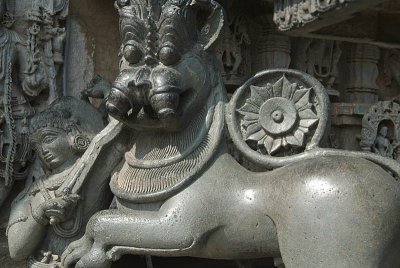Smooth Stone Carving of Lion Belur