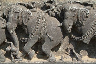 Carved Stone Elephant with Figure in Trunk 02