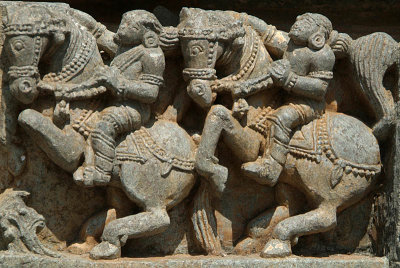 Carved Stone Men on Horseback Halebid