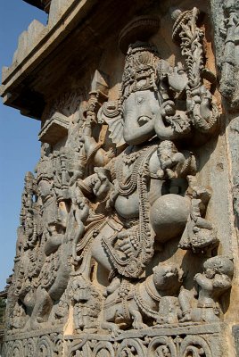 Carved Stone Panel Featuring Ganesha Halebid