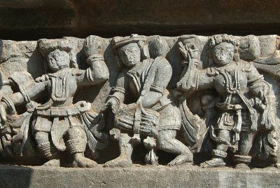 Carved Stone Musicians and Dancing Girl Halebid