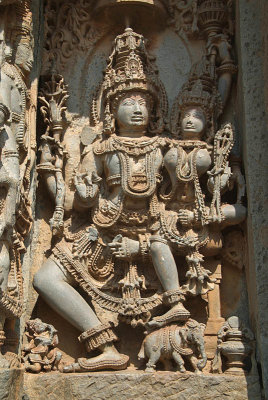 Carved Stone Statue of Lakshmi and Narayana Halebid