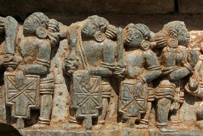 Carved Stone Warriors with Sheilds Halebid