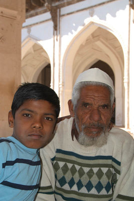 Shoe Keeper and Grandson at Jama Masjid