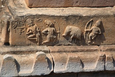 Carved Figures Hunting Wild Bore Aihole