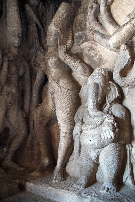High Relief Carving of Ganesha and Friends on Aihole Temple