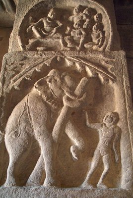 Carved Elephant on Pillar Pattadakal Temple