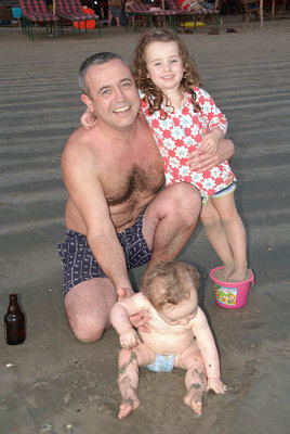 Father and Children Palolem Beach